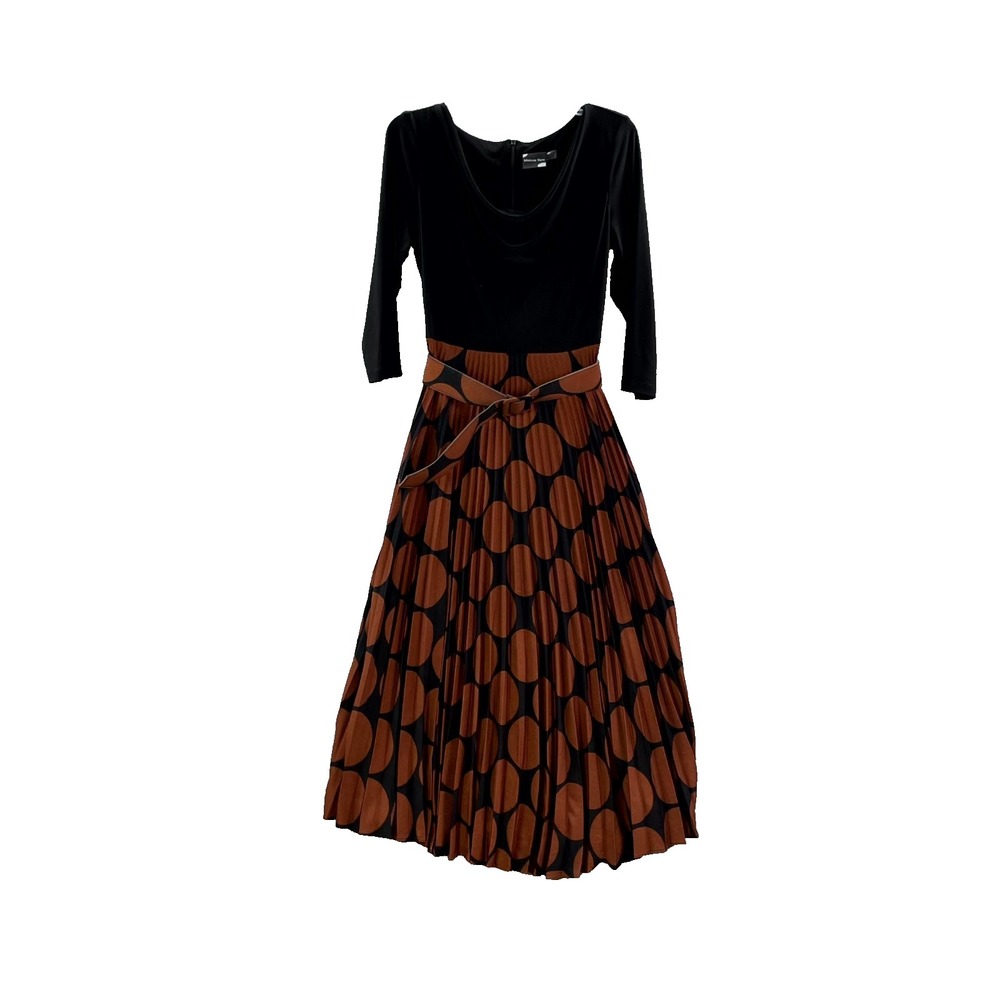 Maison Tara Kendall Jersey Drape Front Dress Women's 10 Belted Pleated Classic